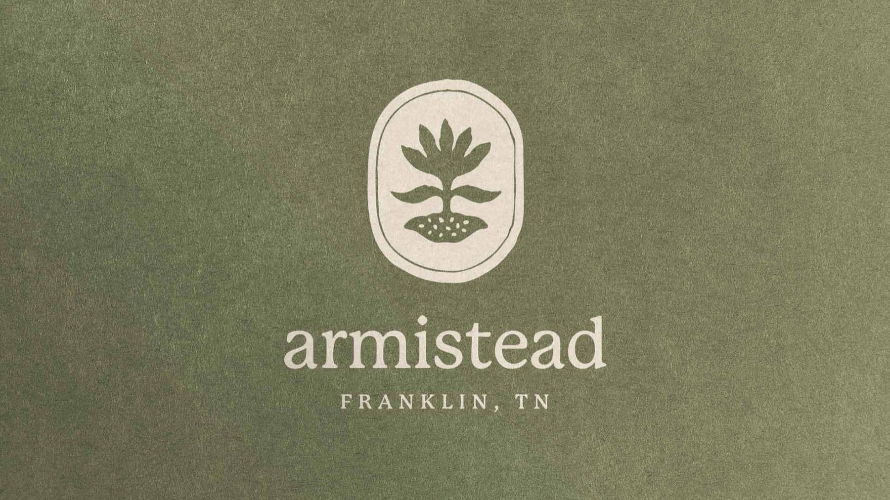 Armistead Farms logo on an olive green background