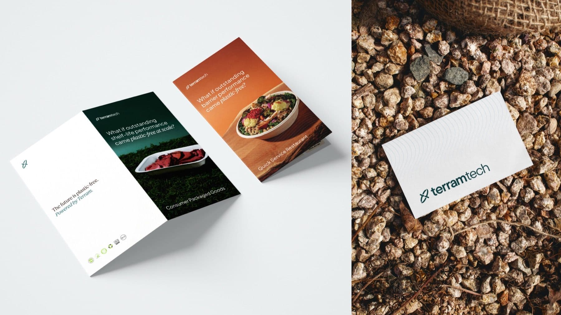TerramTech brochures and business cards on a wood table
