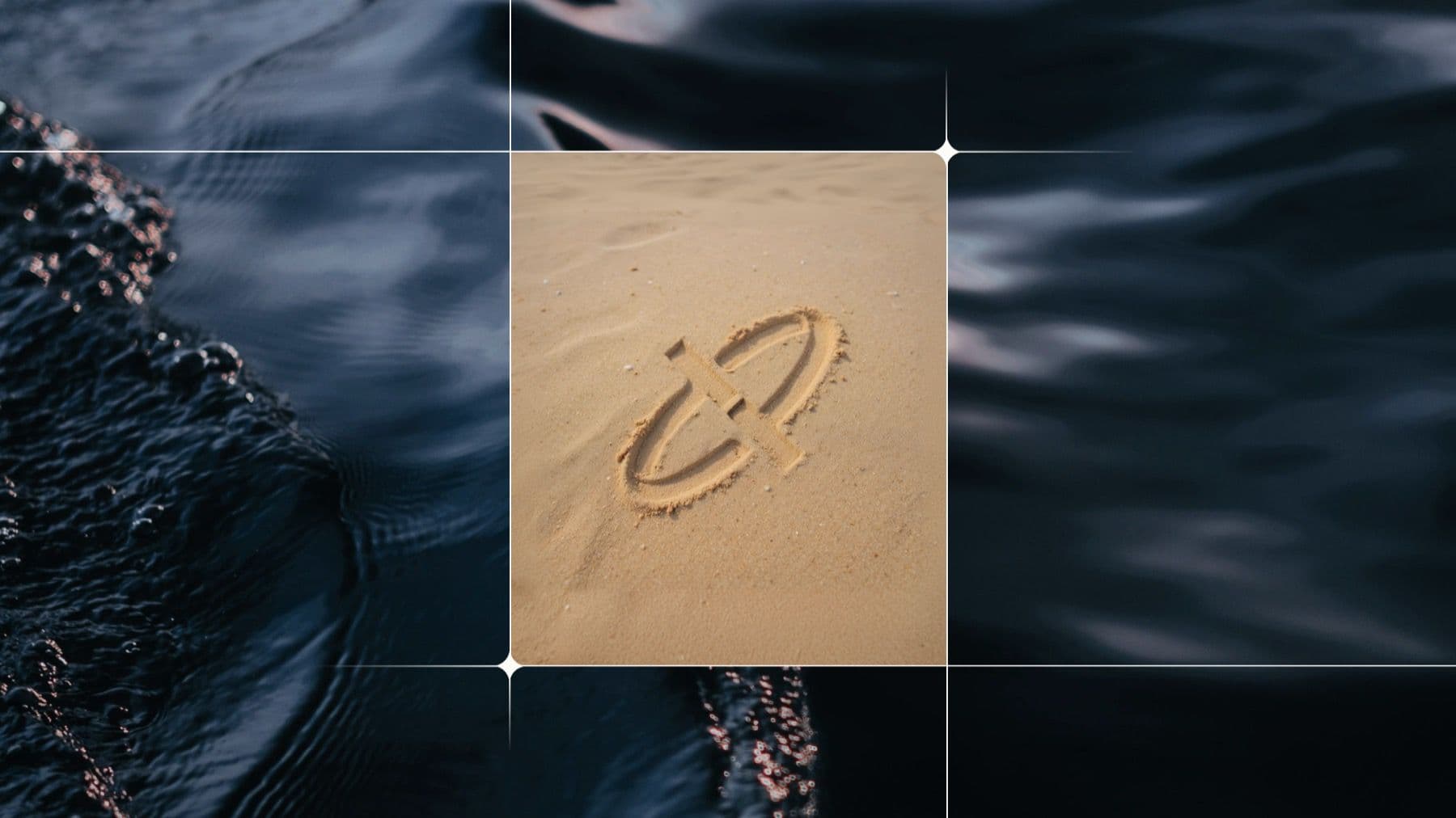 A dark aerial shot of ocean water