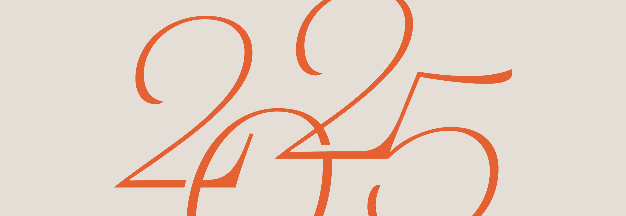 The numbers 2025 drawn in loose orange script on a pale beige background