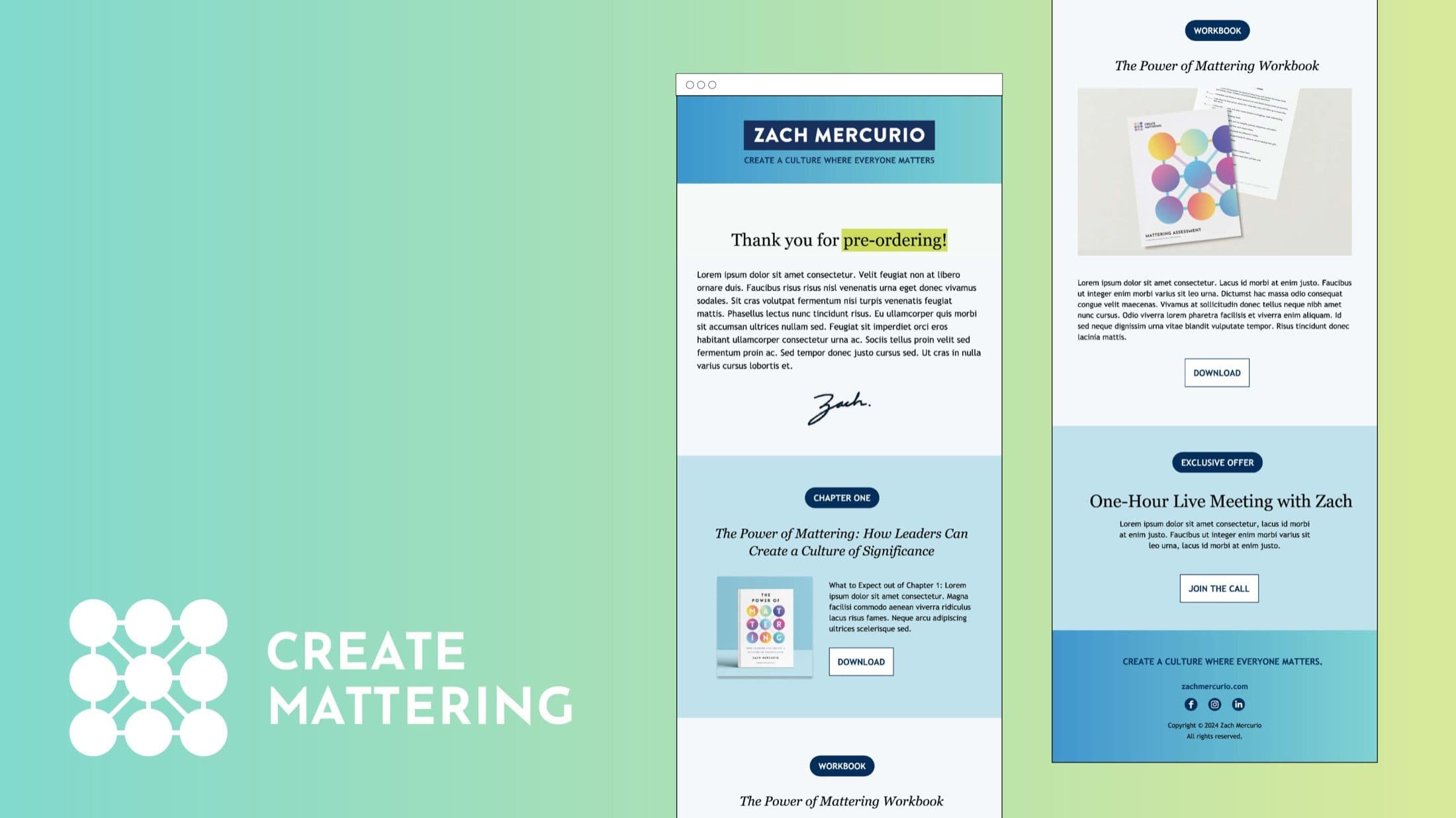 The Power of Mattering Book preorder landing page mockup