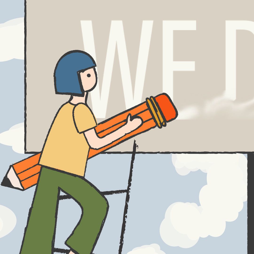 Illustration of a person erasing a billboard