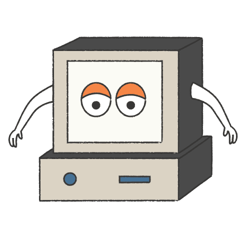 An illustration of a personified computer to represent web files
