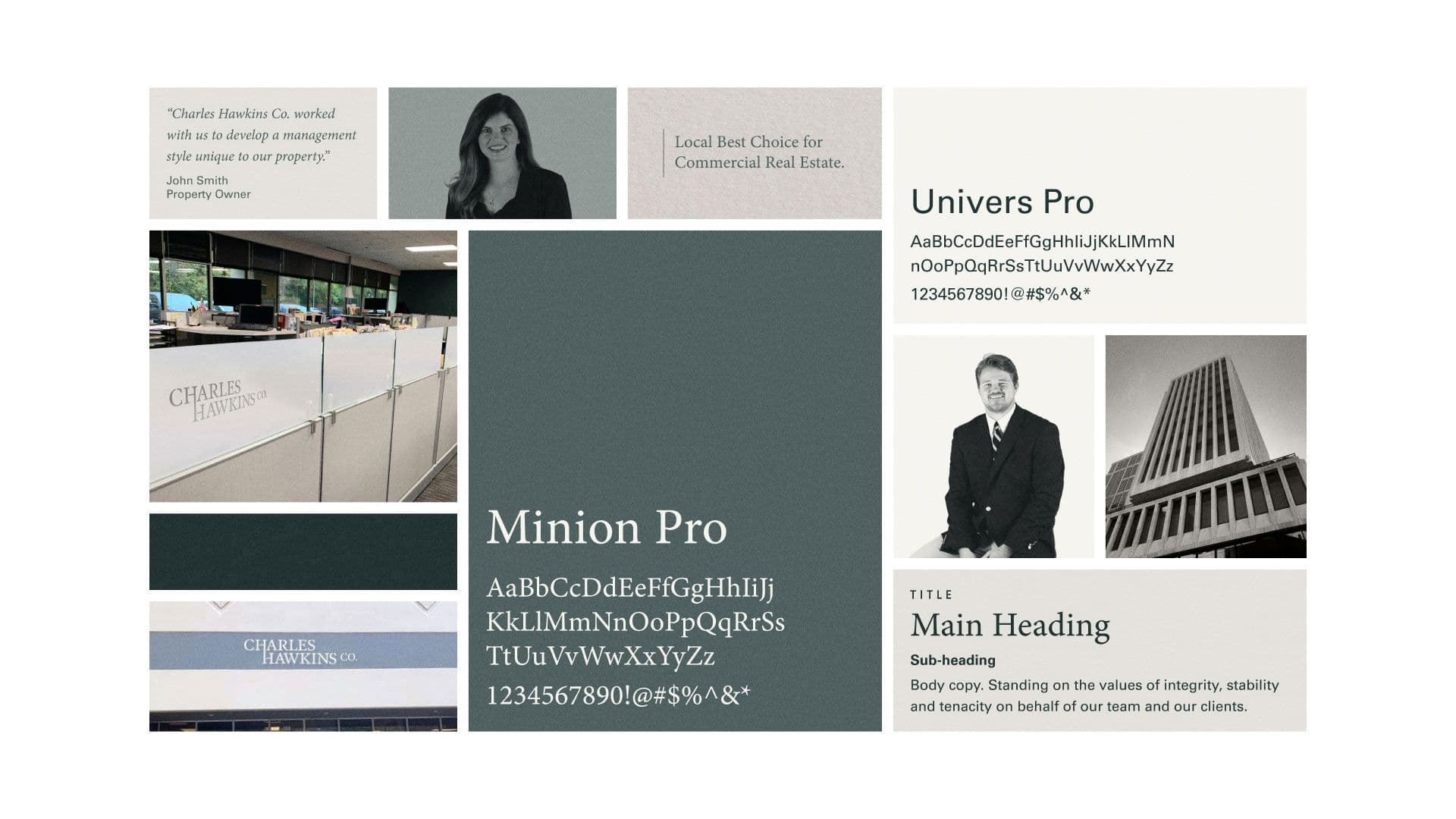 Style tile showcasing font and photo styling