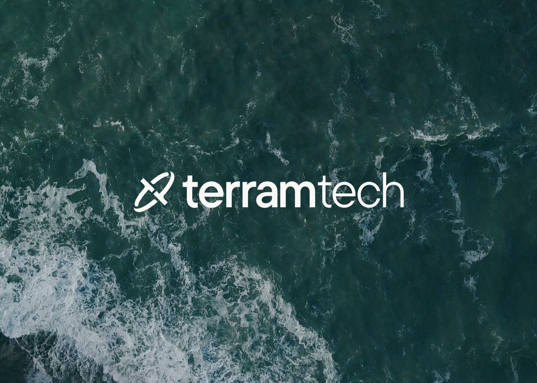 TerramTech branding, an aerial ocean shot with the TerramTech logo