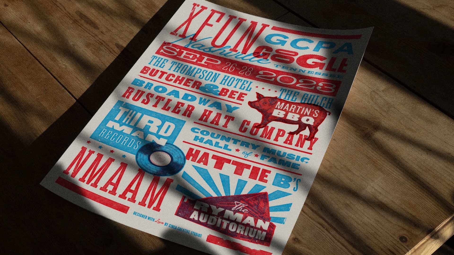 Photo of the Google poster in letterpress style