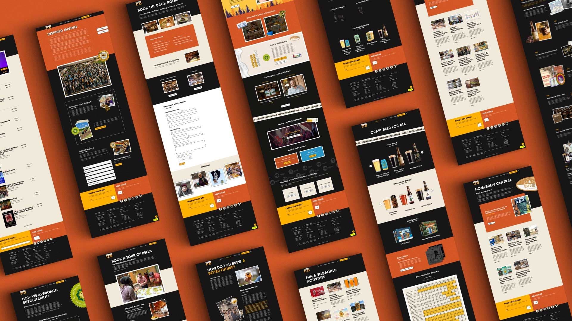 Grid of screenshots of the website showing various pages